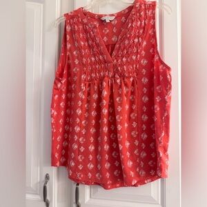 Lucky Brand Coral Red Sleeveless Blouse